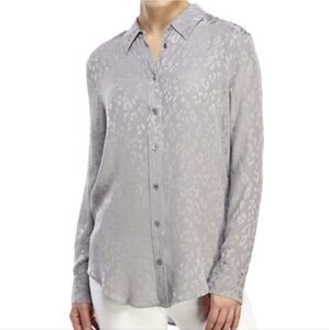 Equipment Femme silk button up blouse gray animal print size XS